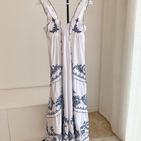 ALEMAIS HAZEL SMOCKED EMBROIDERED MIDI DRESS - Picture 9 of 13